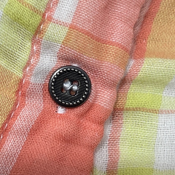 POL Plaid Patchwork Button-Up Short Sleeve Shirt Mixed Pattern Boho Oversized - Picture 7 of 7